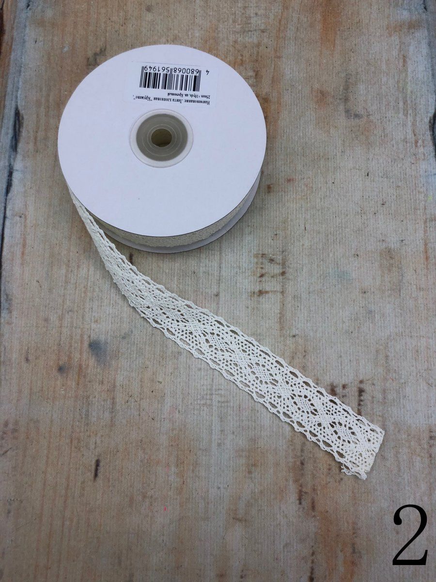 Лента хлопок Кружево 25mm/10y  Интернет-магазин Feron Flower 