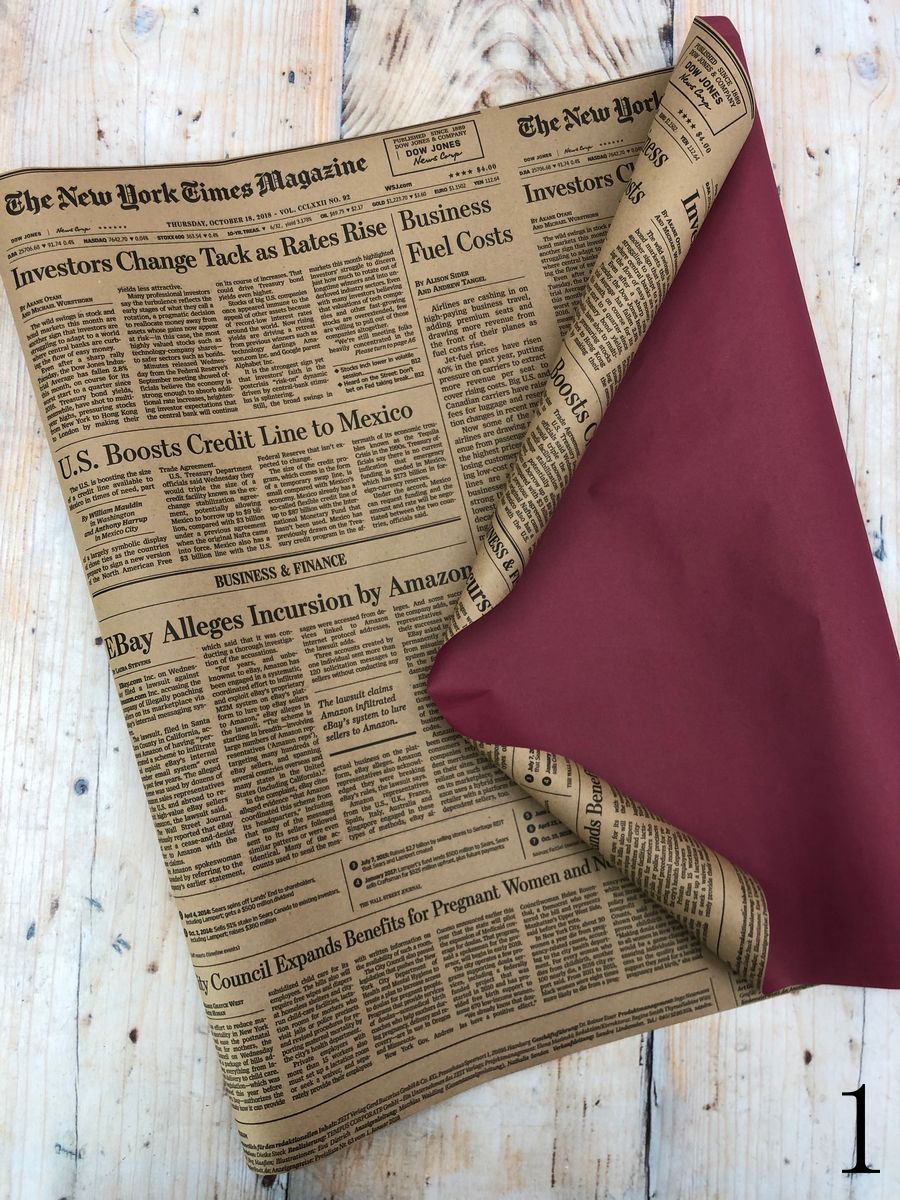 Бумага крафт NEW YORK ДВУХСТОРОН.  Интернет-магазин Feron Flower 