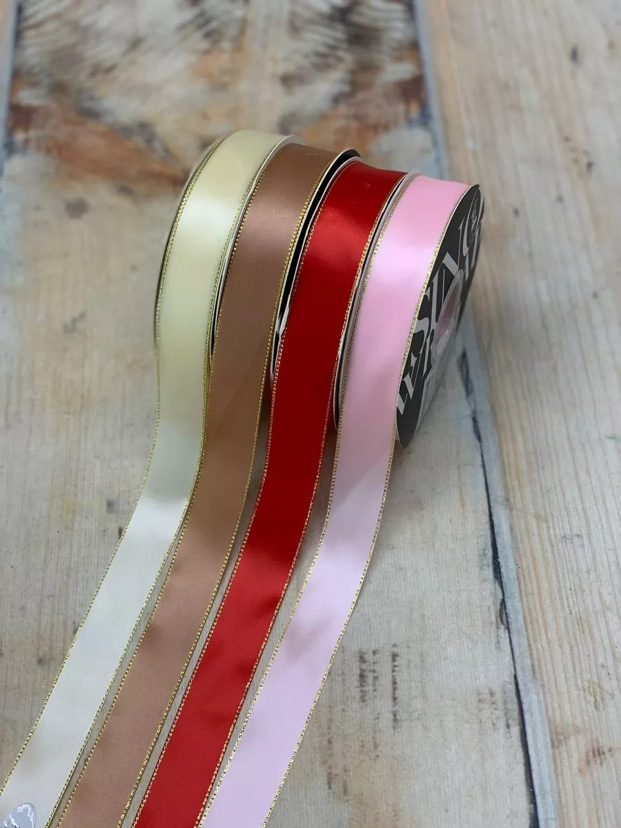 Лента Золотая кайма 25mm/45y  Интернет-магазин Feron Flower 